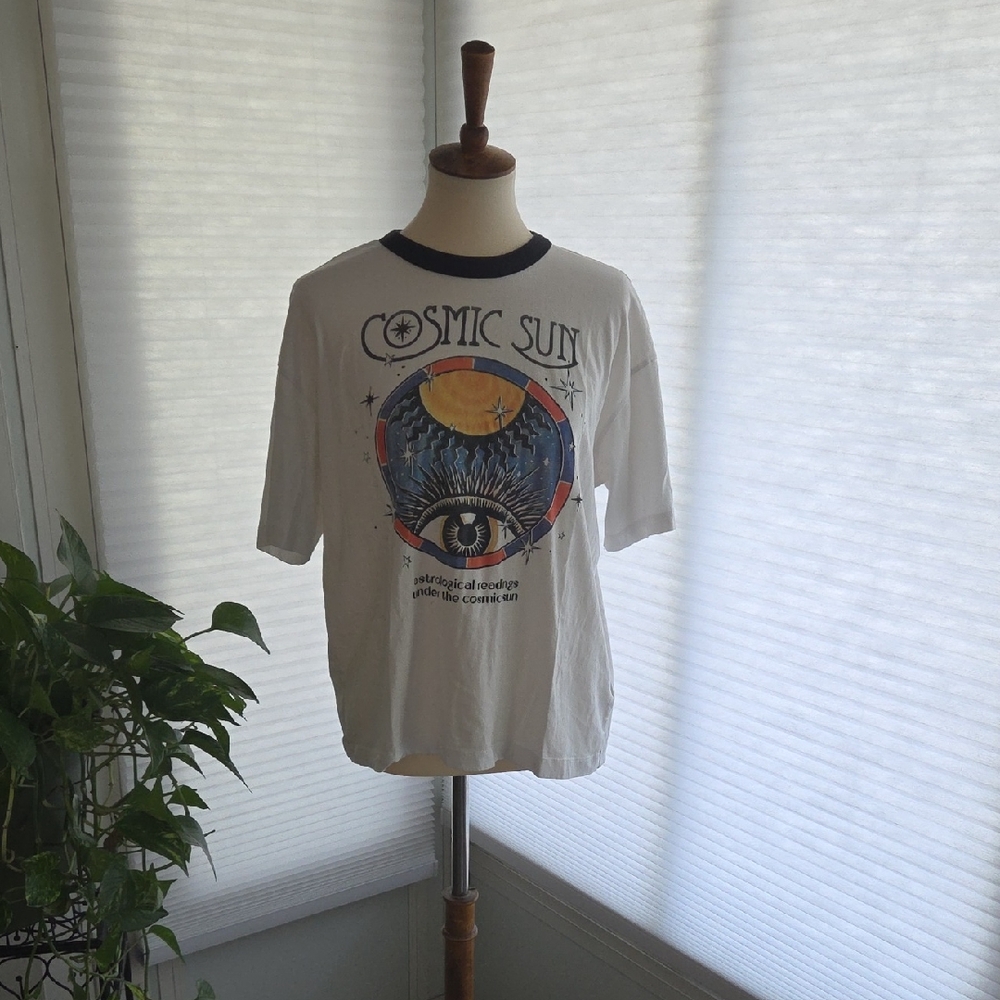 Cosmic Sun White Graphic T-Shirt
